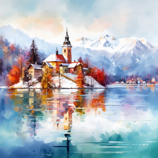 lake art in watercolor form