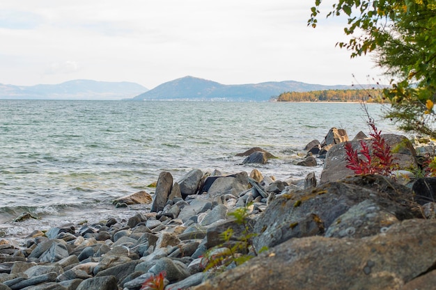 lake baikal in autumn and summer