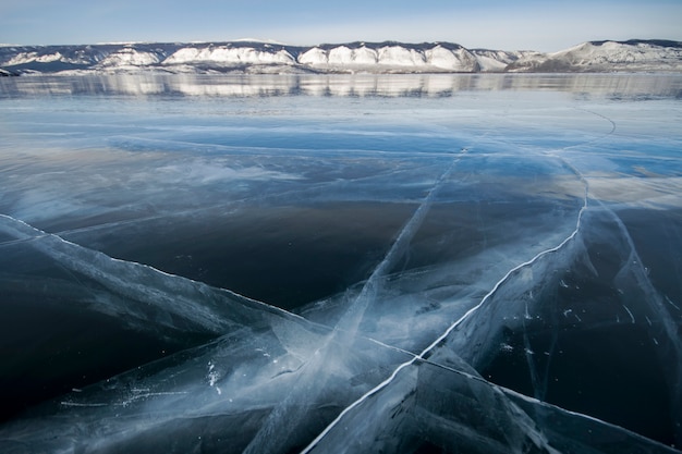 Lake Baikal is a frosty winter day