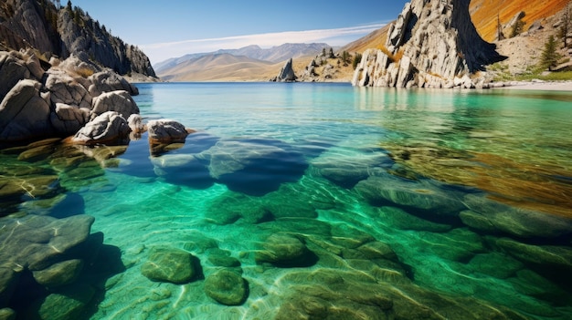 The lake baikal russia world s deepest lake unique wildlife Created with Generative AI technology