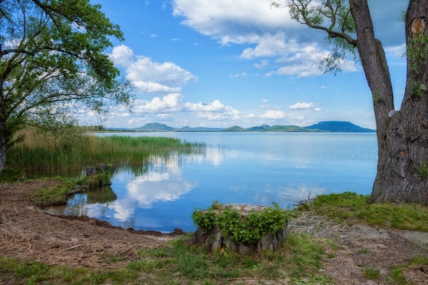 Lake Balaton in Hungary with nice clouds in summer