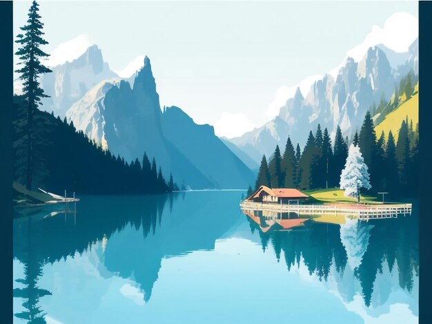 Lake braies landscape for simple education