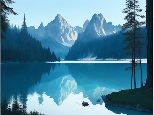 Lake Braies Landscape for Simple Education