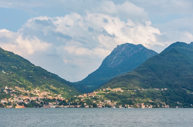 Lake Como (Italy) coast summer evening view