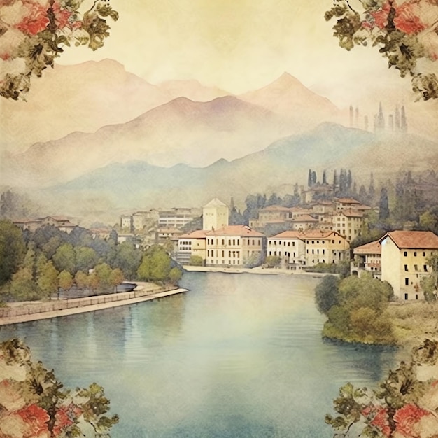 Lake Como oud papier vintage digitaal papier