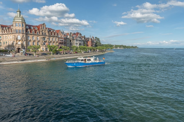 Lake Constance police boat near old Rhine Bridge