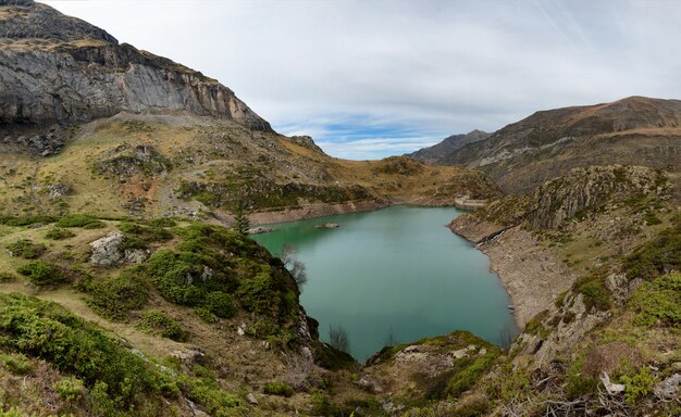 Lake the Gloriettes on the Gave d'Estaube river in the Haute Pyrenees.