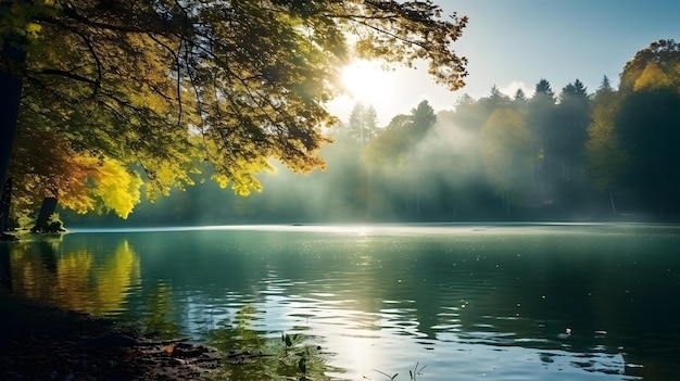 Lake and green trees in the jungle