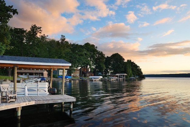 Lake house sunrise