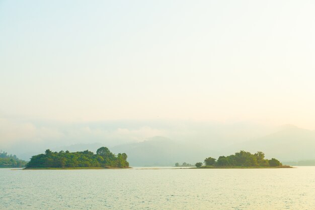 Lake island in the morning.