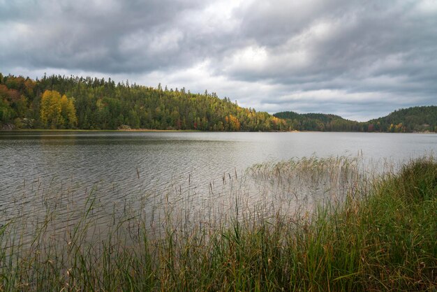 Lake Ladoga near village Lumivaara on a sunny autumn day Ladoga skerries Republic of Karelia Russia