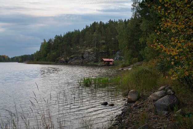 루미바라 마을 근처의 라도가 호수 은 가을 날 라도가 스케리 카리아 공화국 러시아