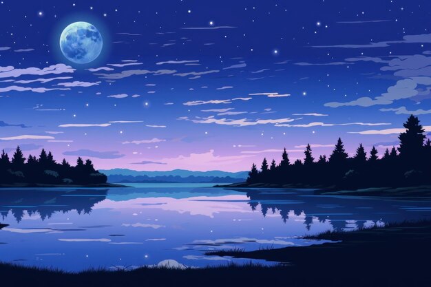 Photo lake landscape night lake