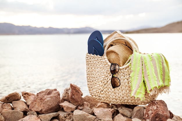 Lake Landschap En Zomer Accessoires Aan De Kust