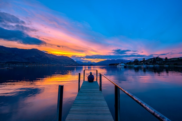 Lake Mapourika West Coast New Zealand at twilice.