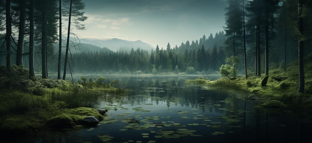 lake in the middle of forest