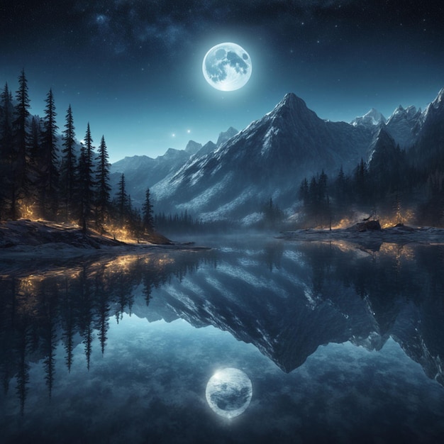 lake under moonlight