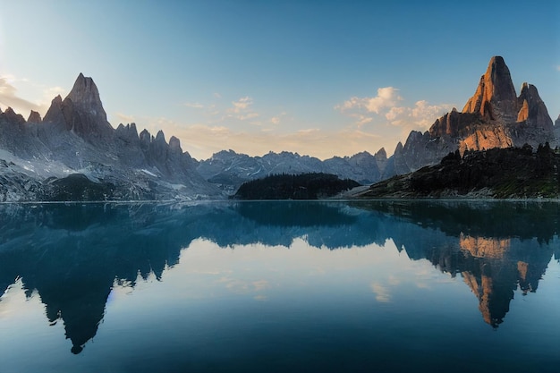 山の中の湖の背景