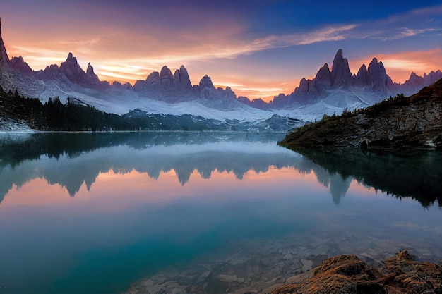 山の中の湖の背景