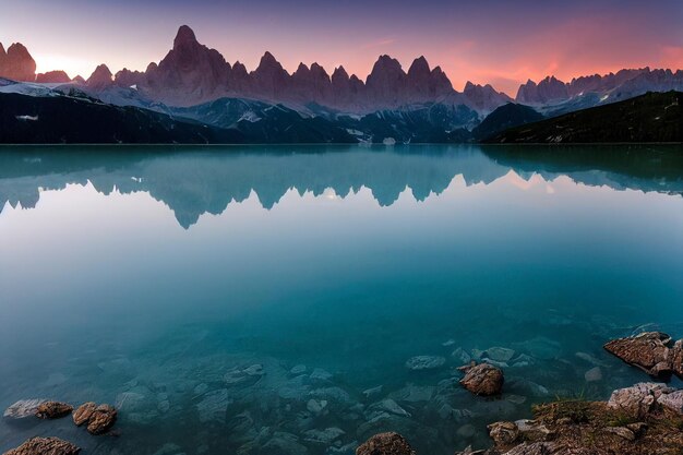 Foto lago in montagna sfondo