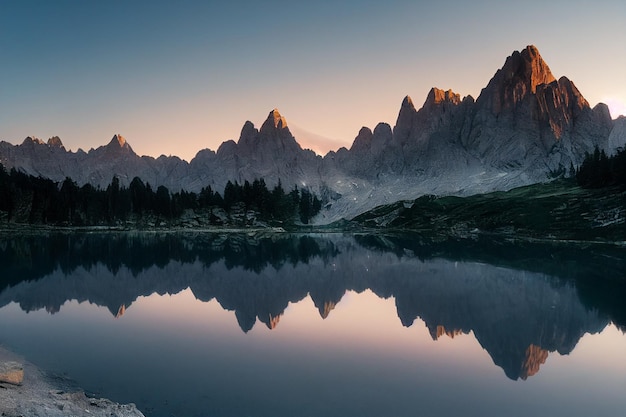 山の中の湖の背景