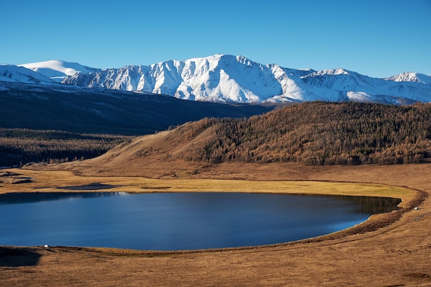 Lake and mountains Landscape of Altai Lake Dzhangyzkel Altai