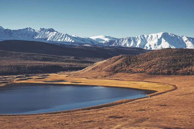 Lake and mountains Landscape of Altai Lake Dzhangyzkel Altai