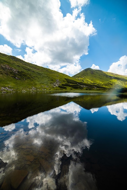 Lake in the mountains. Tourist destination