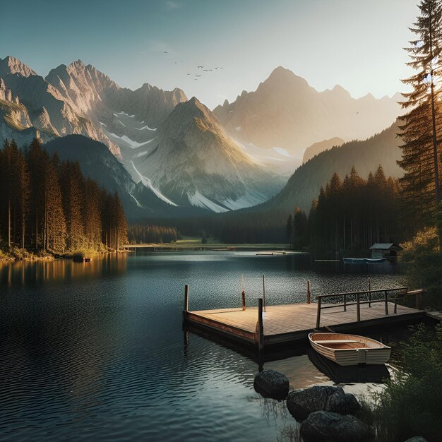 Photo lake in mountains