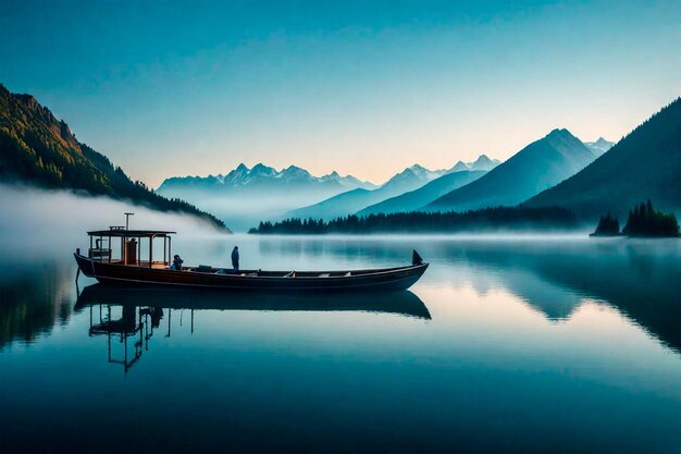 Photo lake and mountains