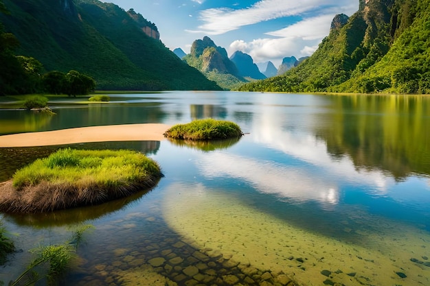 A lake in the mountains