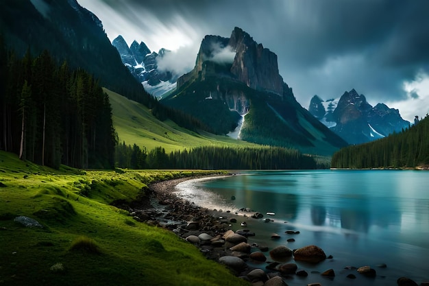 Photo a lake in the mountains