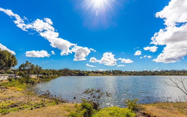 Lake in national park on sunny day