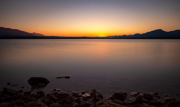 Lake sunrise landscape Long exposure