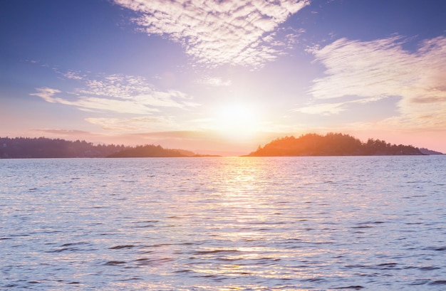 Lake on sunset