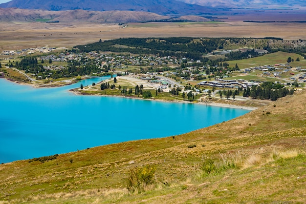 Lake Tekapo uitzicht vanaf Mount John