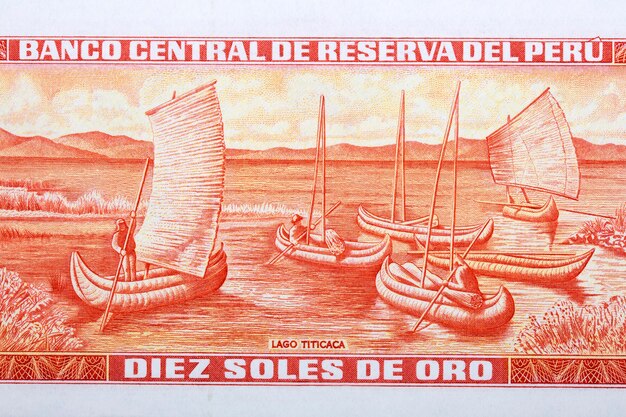 Lake Titicaca from old Peruvian money