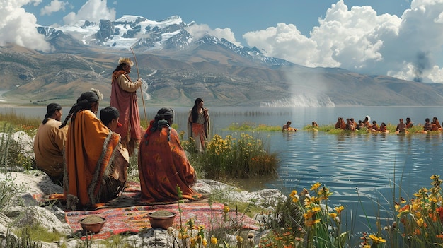 Photo lake titicaca sacred inca rituals