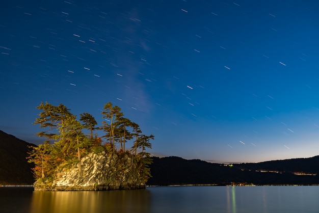 Lake Towada with milky way 