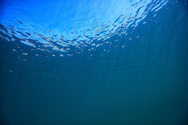 lake underwater landscape abstract / blue transparent water, eco nature protection underwater