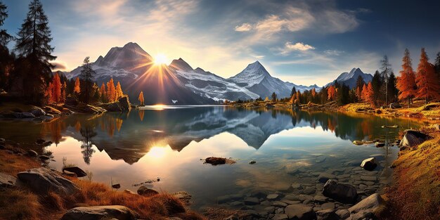 Lake view at sunset