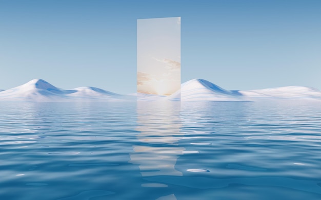 Lake and water surface background 3d rendering