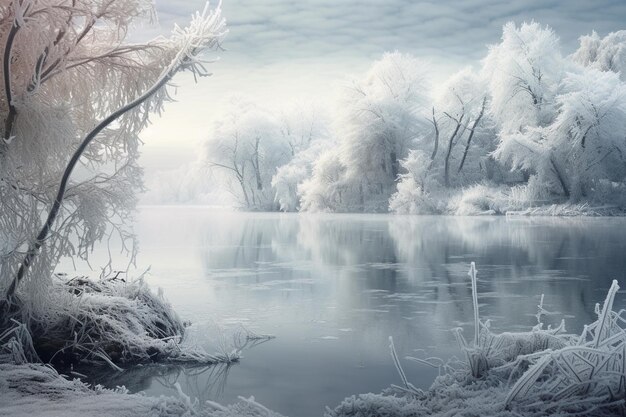 Lake in winter Winter landscape