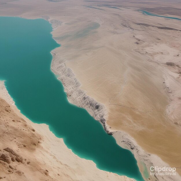 Photo a lake with a blue water color and the name of the lake.