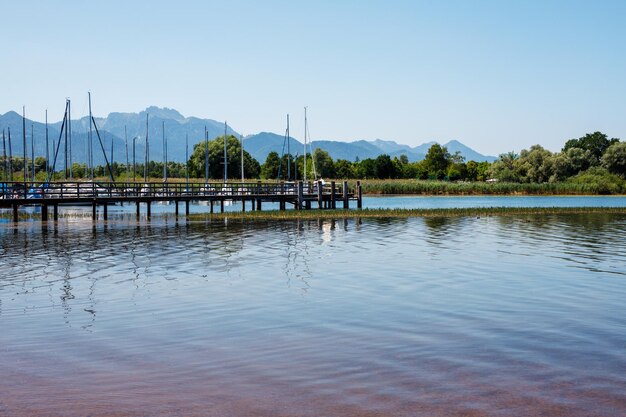 lake with boats in bavaria