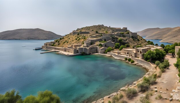 a lake with a castle on the top of it