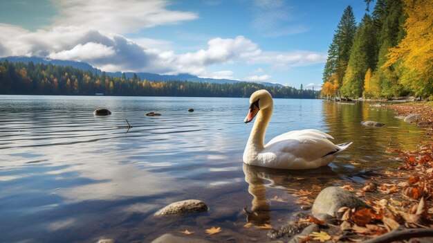 Lakeside birds and waterfowl background