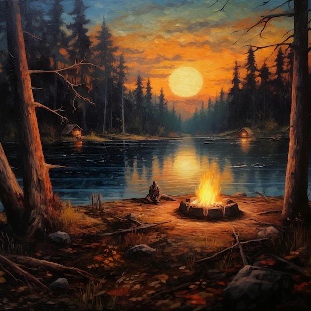 Lakeside Campfire Generative AI