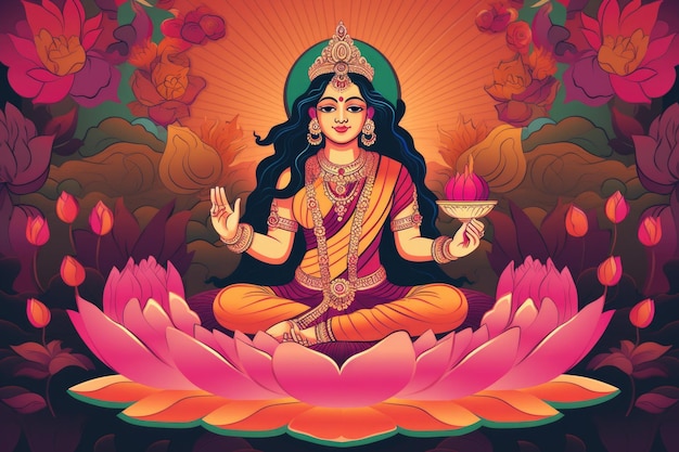 Lakshmi is een hindoeïstische en Vaishnava-godin Vishnu039s vrouw is een symbool van Diwali