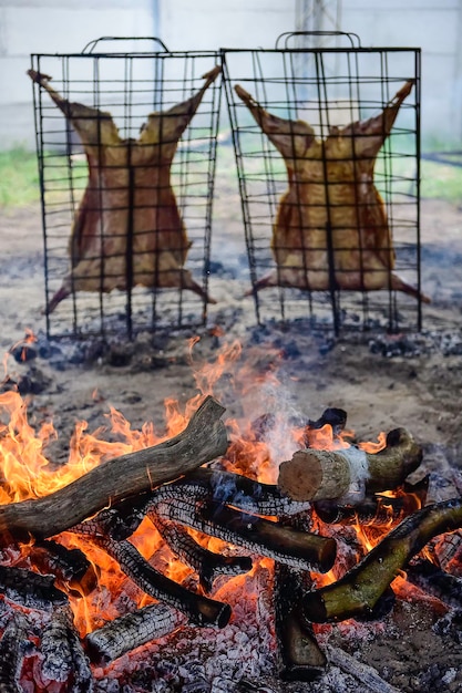 Lam op de spit Patagonië Argentinië